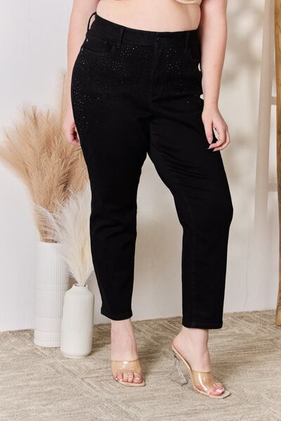 Rhinestone Embellished Slim Jeans