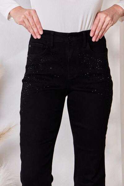 Rhinestone Embellished Slim Jeans