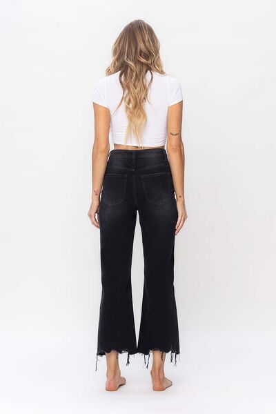 Vintage Ultra High Waist Distressed Crop Flare Jeans